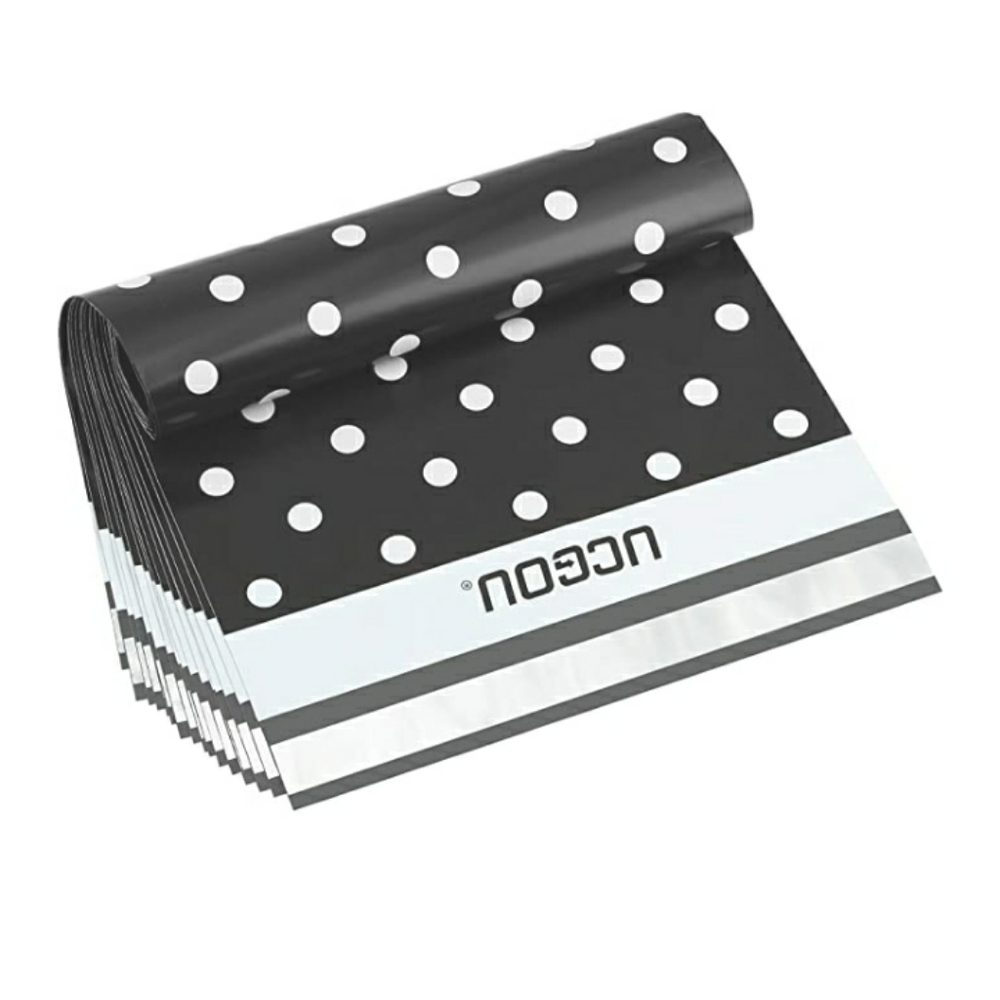 20 Black and white polka dot polymailers 10x13